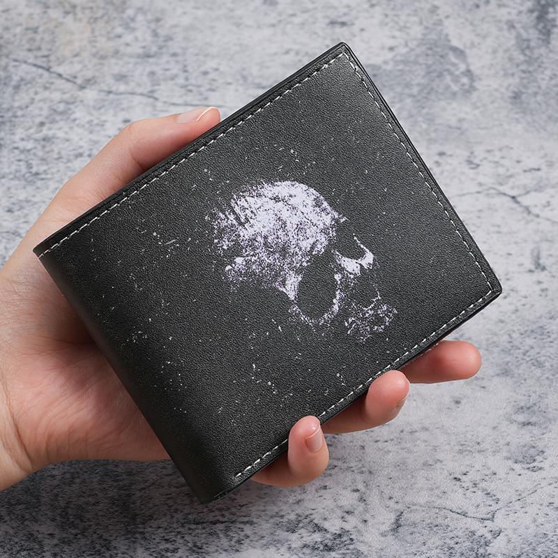 

Cross-border special wallet bat skull short wallet retro skull printed men s and women s coin purse