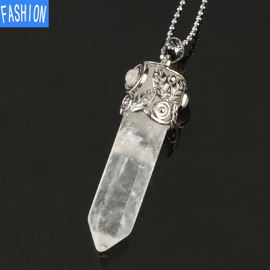 

Европейский и американский креативный многоцветный большой шестиугольный кулон с кристаллами, женские ювелирные изделия, универсальное ожерелье из натурального камня white crystal