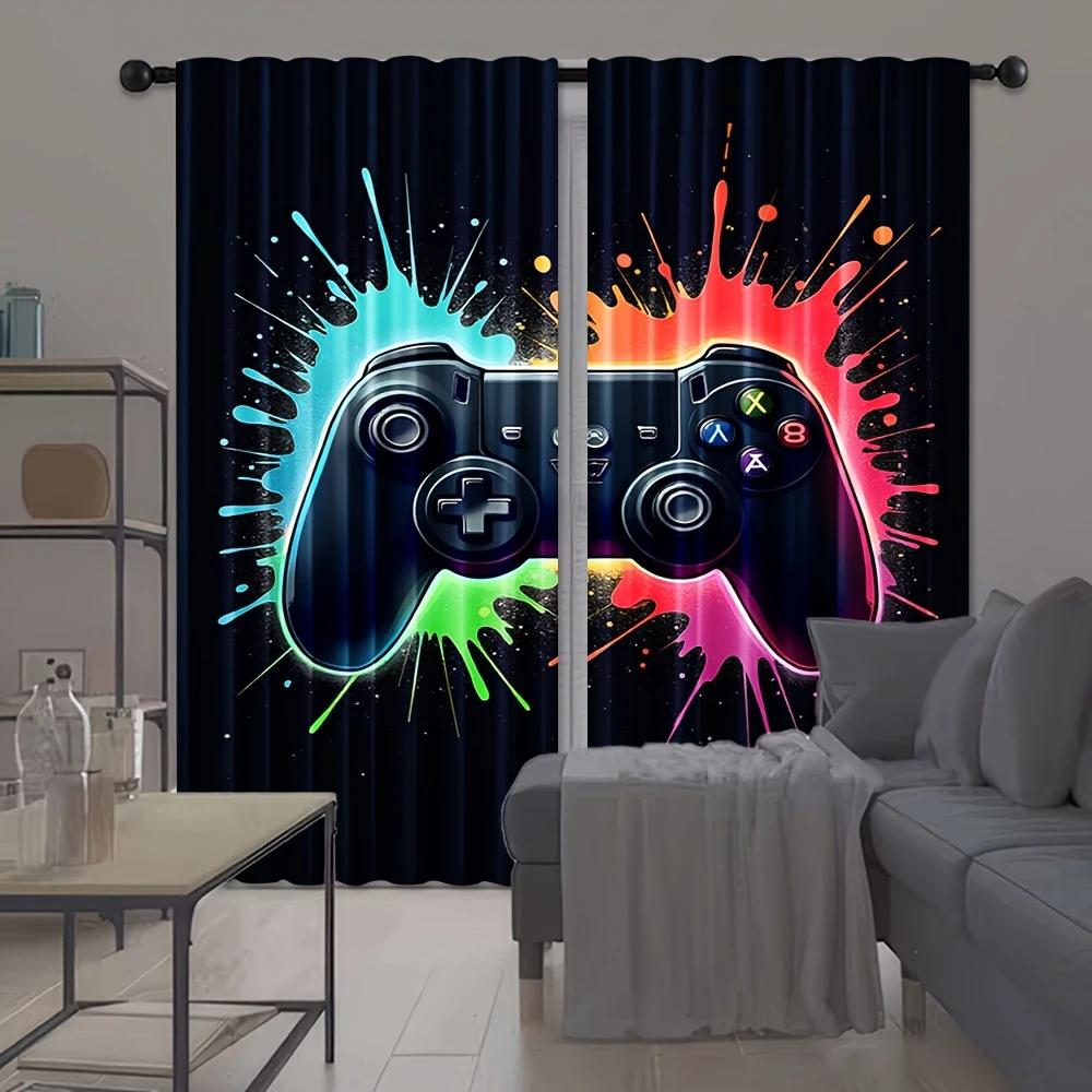 Modern Game Controller Design Printed Curtains Pole Bag Home Decoration Room Made Of Polyester