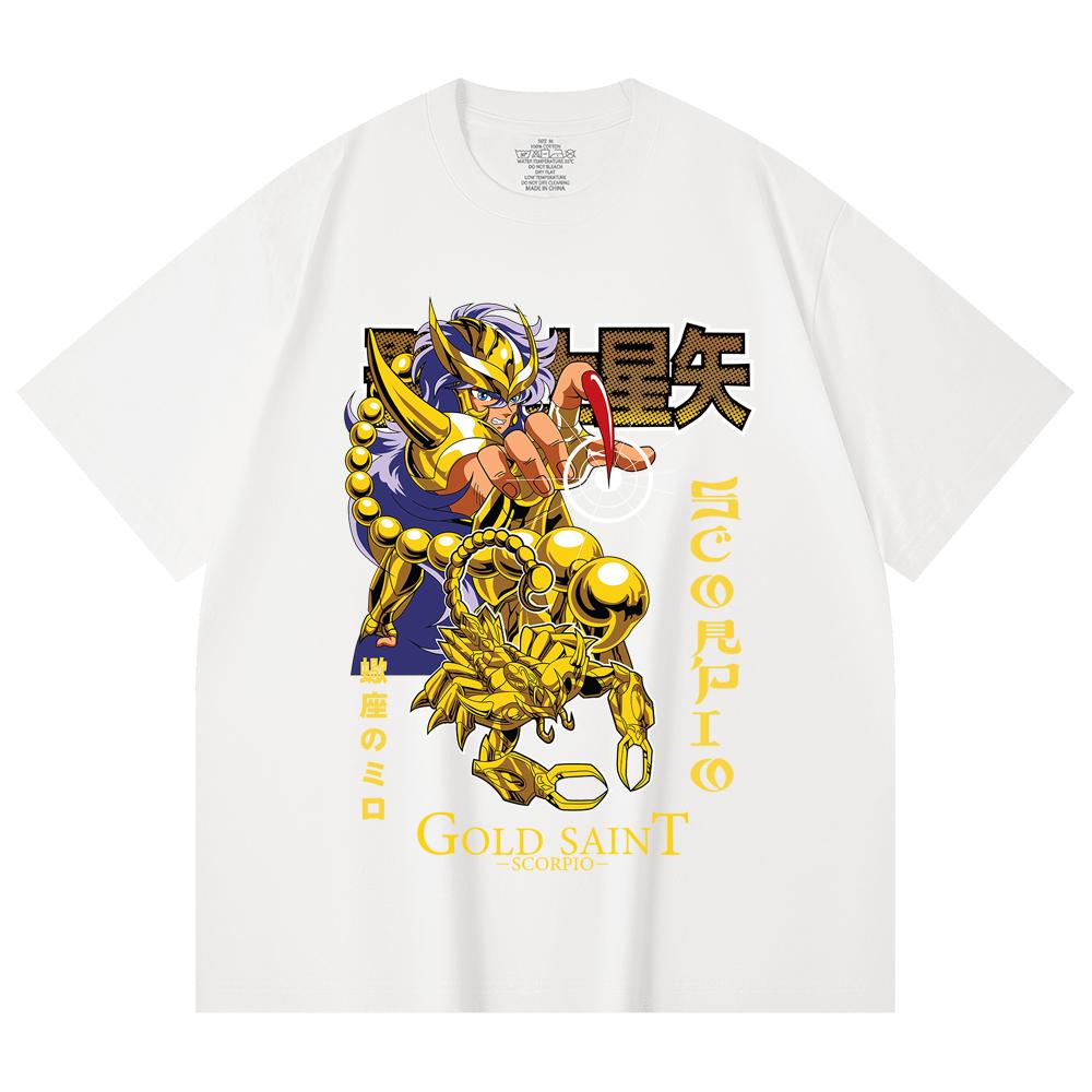 230 Gsm 100% Cotton Saint Seiya V24 Scorpio Print Unisex Heavy Cotton T Shirt