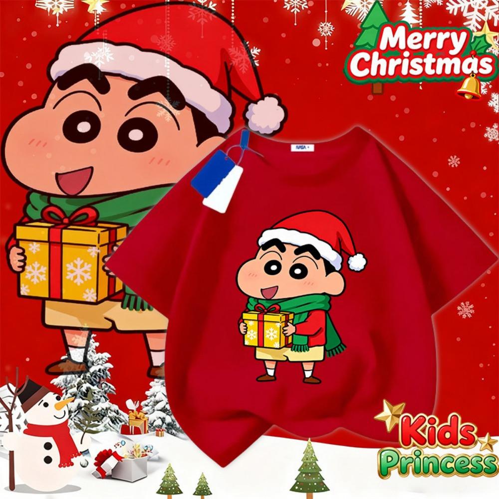 Christmas party team shirt, red shirt, children s round neck Christmas t-shirt 150