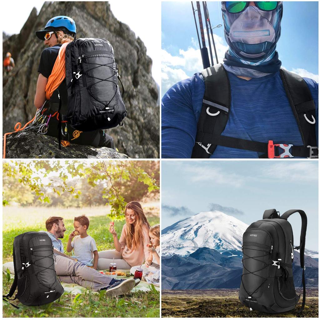 [HOMIEE] Horolezecký batoh, 45 l, Velká kapacita, YKK zip, Lehký batoh, Ruksak, Venkovní taška, Multifunkční, Kempování, Třešeň