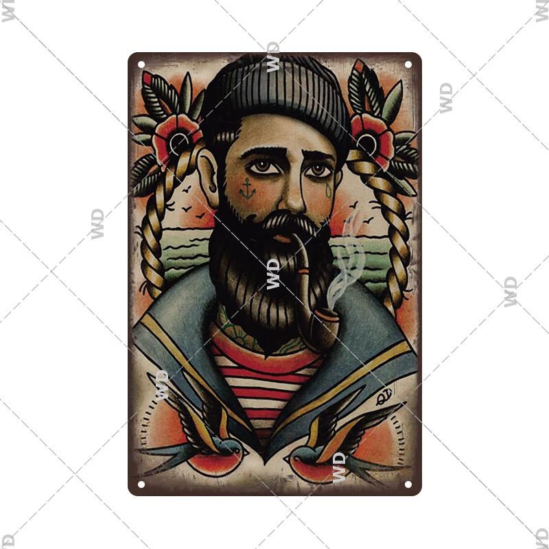 Classic Barber Shop Vintage Tin Signs Decorative Metal Plaque Metal Retro Wall Plates Salon Haircut and Shave Poster Wall Decor