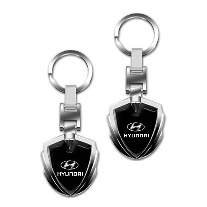 1Pcs Car Emblem Stying Metal Key Rings Shield Shaped Keychain For Hyundai Accent AMICA Aslan Azera DYNASTY Elantra Equus Galloper