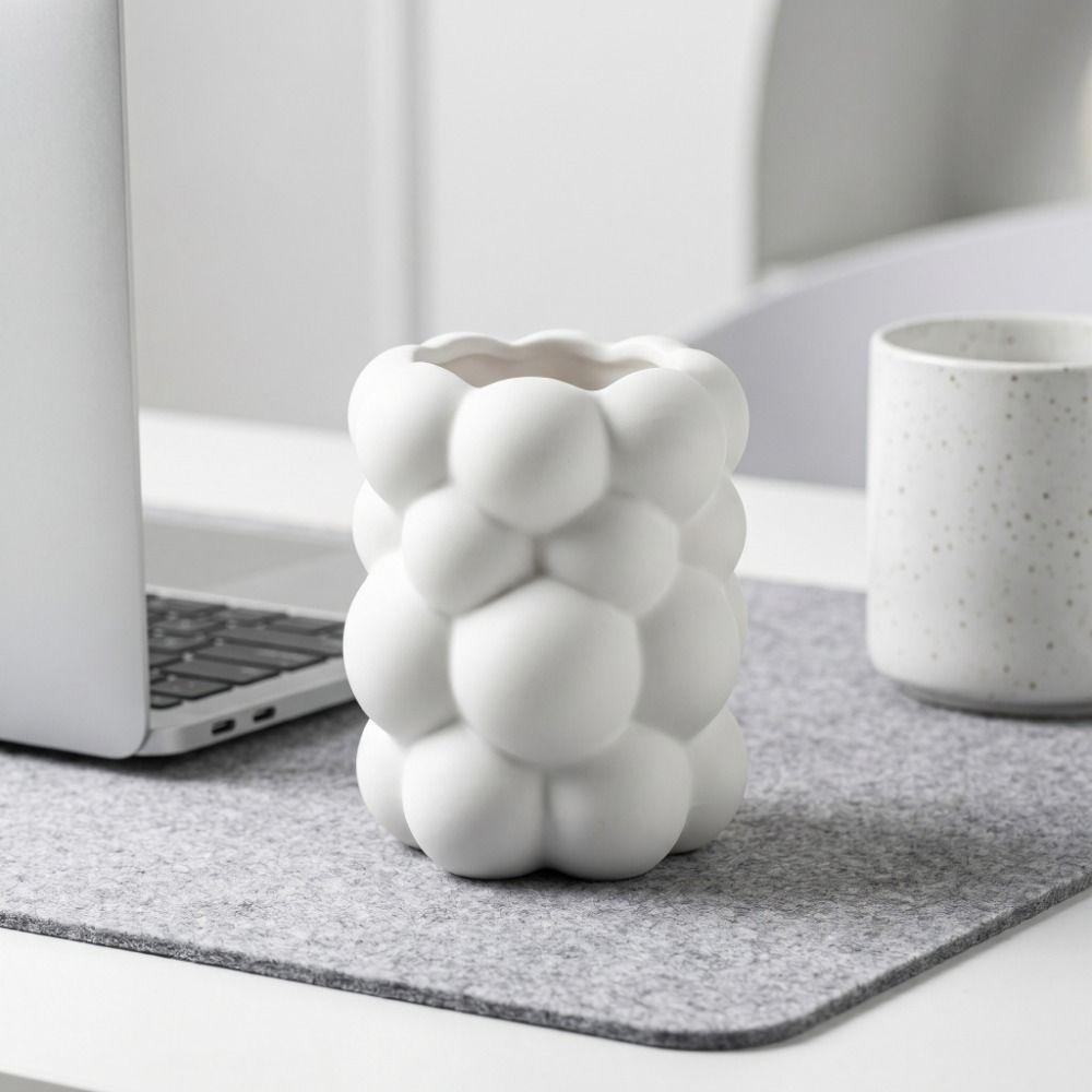 3D Printed Desk Storage Box Cloud-shaped Makeup Brush Storage Simple Style Flower Vase Home Decor