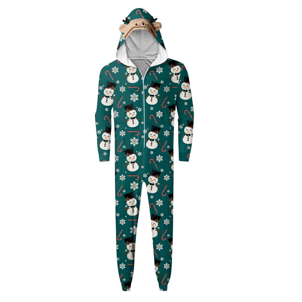 Rodzinny kombinezon z nadrukiem świątecznym, z długim rękawem i zamkiem błyskawicznym