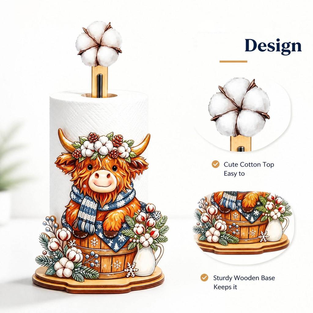 Christmas Wooden Napkin Holder and Tissue Box, Tabletop Storage Decor for Dining Table, Party, Kitchen and Coffee Corner