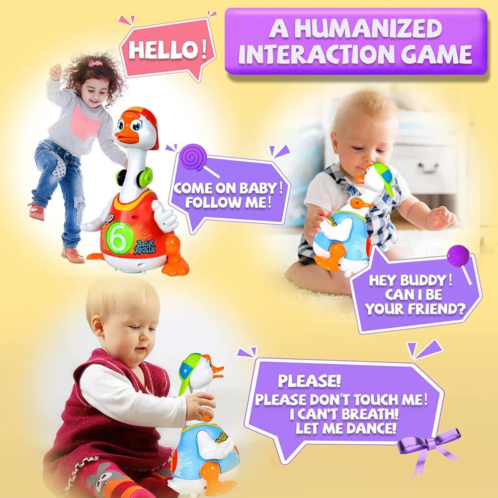 EastSun Baby Hip Hop tanzende musikalische Gans Spielzeug singend krabbelnd gehend Ente Spielzeug für 12 18 Monate Kleinkind Geschenk für 1 2 Jahre alte Jungen Mädchen
