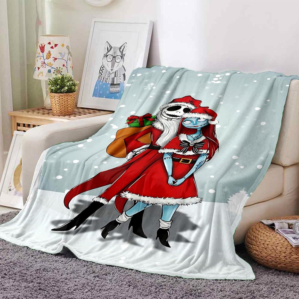1Pc Christmas Nightmare Before Christmas Blanket Soft Throw Blanket For Home Bedroom Bed Sofa Travel Office Solid Christmas Blanket