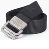 Double-ring nylon belt, silver buckle, D-ring, military style, 3.8cm wide, available in 4 colors: gray, khaki, olive, and black (black)