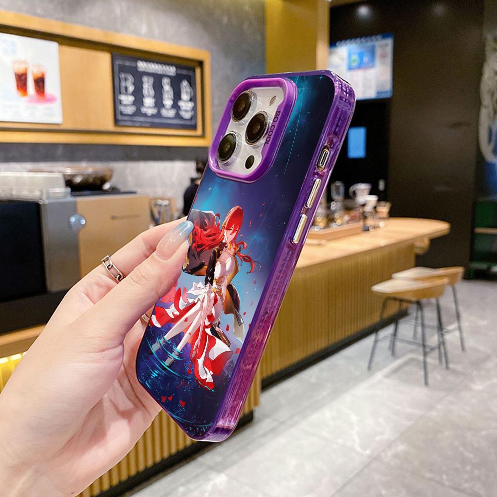 HSR Himeko Purple Translucent Mobile Phone Case for iPhone 17 16 15 14 13 12 11 X XR XS Air Pro Max Plus Colorful Cover