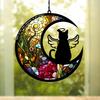 Pet Memorial Suncatcher Angel Cat Dog Sun Catcher Panel Stained Glass Window Hanging Ornaments Pet Loss Sympathy Gift for Pet Lovers
