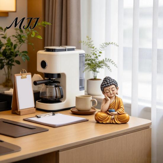 Tabletop Zen Accents Buddha Resin Statue, Meditation Figurine, Peaceful Desktop Decor for Unique Birthday Gifts Living Room, Study, Entryway,