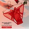 Ladies Summer Satin Sexy Butterfly Ribbon High Split Perspective Non Mark Briefs