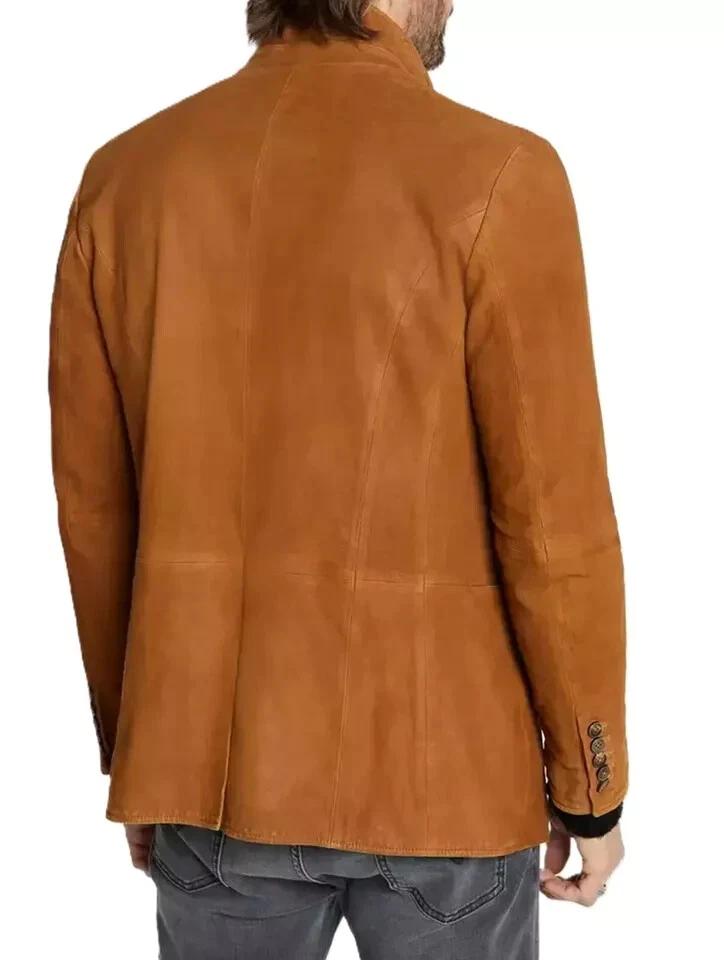 Genuine Lambskin Handmade Stylish Casual New Men's Brown Suede Leather Shirt Button Pure