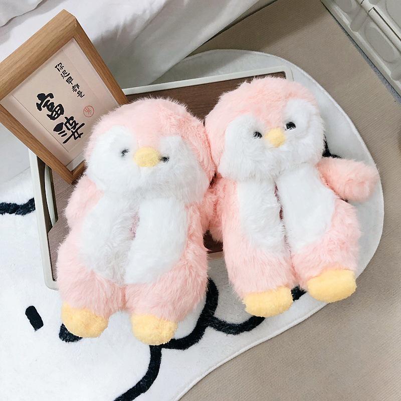 Penguin Plush Cotton Slippers for Women and Toddlers - Cute, Cozy, Thick-Soled Indoor Fur Nest Shoes