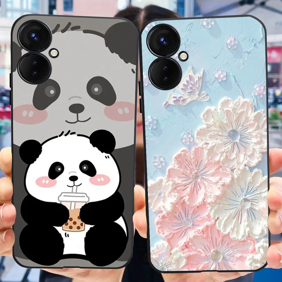 For Tecno Spark 9 Pro KH7 KH7n Cute Cartoon Phone Case For Tecno Spark 9Pro Black Silicone Soft TPU Cases
