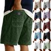 Mode Casual pour Hommes -Shorts en Velours Côtelé de Couleur Avec Broderie-, Shorts à Taille Élastique à Cordon de Serrage