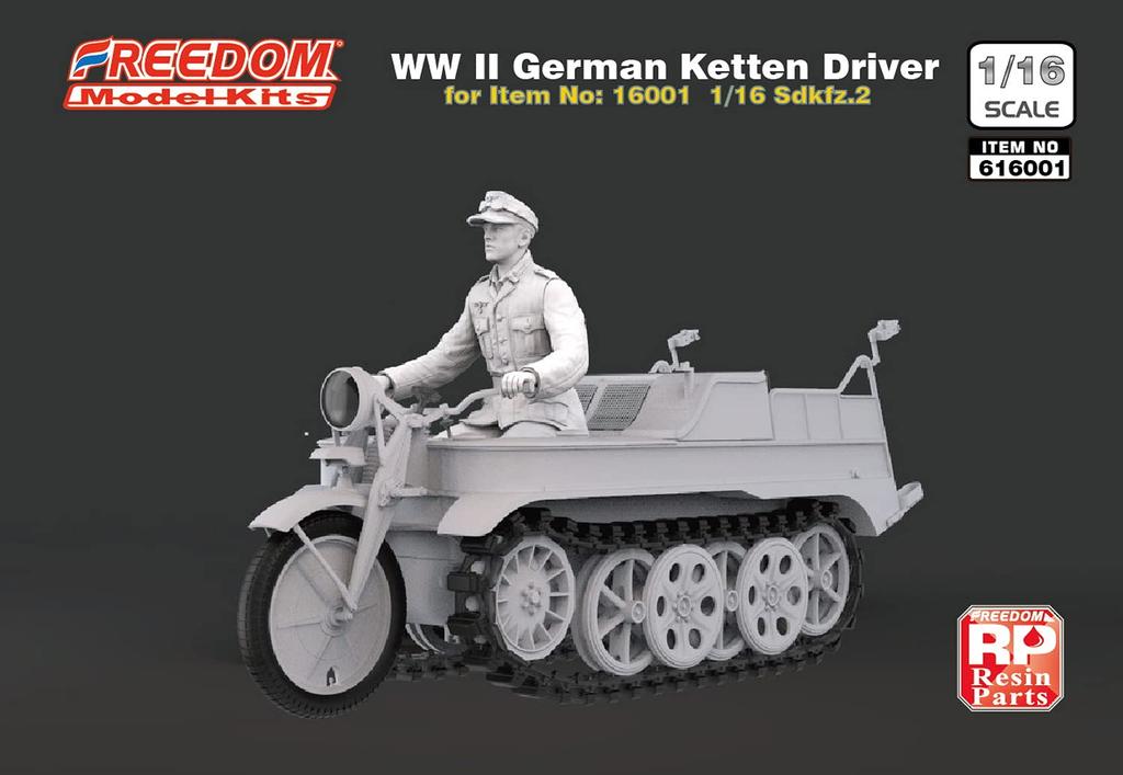 Freedom Model Kit 1/16 WWII German Sd.kfz.2 Kettenkraftrad Driver Figure Resin Kit FRE616001