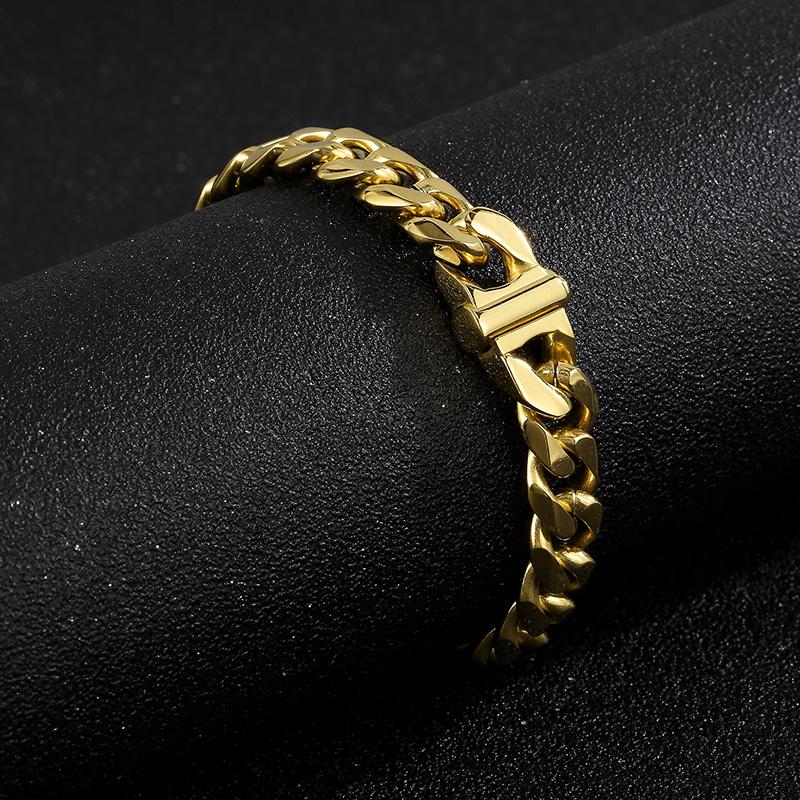 Kalen 10/12/13MM Cuban Chain Heavy Bracelet Shiny Necklace for Men 316L Stainless Steel Gold Color Jewelry Birthday P arty Gift