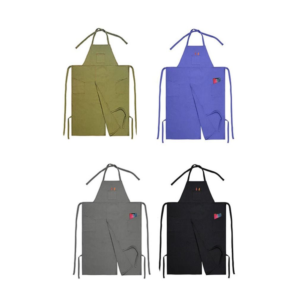 3 Pockets Full Coverage Pottery Apron Adjustable Gardening Pinafore Split Leg Apron  Full Coverage