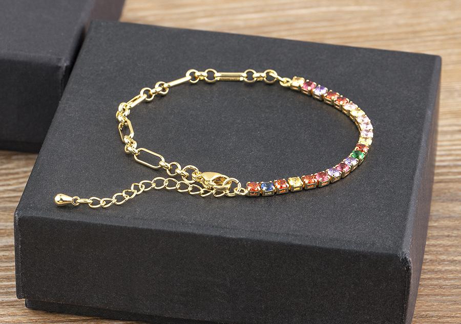 Nidin Classic 5 Colors Bracelets Fashion Paperclip Link Chain Light Luxury Zircon Charm Bangle Women Jewelry Party Fine Gift