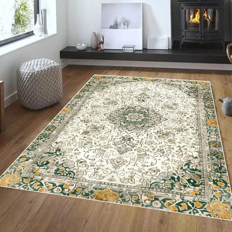 Retro Ethnischer Teppich Türkischer Perserteppich für Wohnzimmer Dekorativ Bettseite Schlafzimmer Vintage Bodenmatte Eingang Fußmatte Teppich
