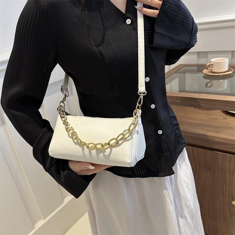 Urban Minimalist Style Pure Color Chain Small Square Shoulder Bag