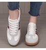 Spring Women's Retro Color Block Lace-up Sports Shoes - Plus Size German Training Style