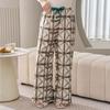 Cotton Silk Family Spring and Autumn Women's Cotton Silk Pajama Pants Wide-leg Pants Thin Artificial Cotton Can Be Worn Outside Casual Home Pants