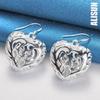 925 Srebrne kolczyki w kształcie serca z geometrycznym wzorem Hollow Piercing Modna biżuteria ślubna