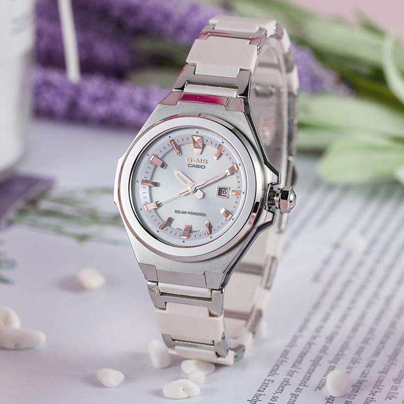 Casio BABY-G Shockproof 100m Waterproof Solar Powered Sports Watch Quartz Movement Resin Strap Japanese and Korean Watch MSG-S500CD-7APR-person