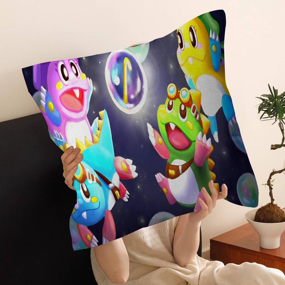 Cartoon Bubble Bobble Game Cushion Cover Pillow Cover Decor Pillowcase Printed Cushion Case for Couch