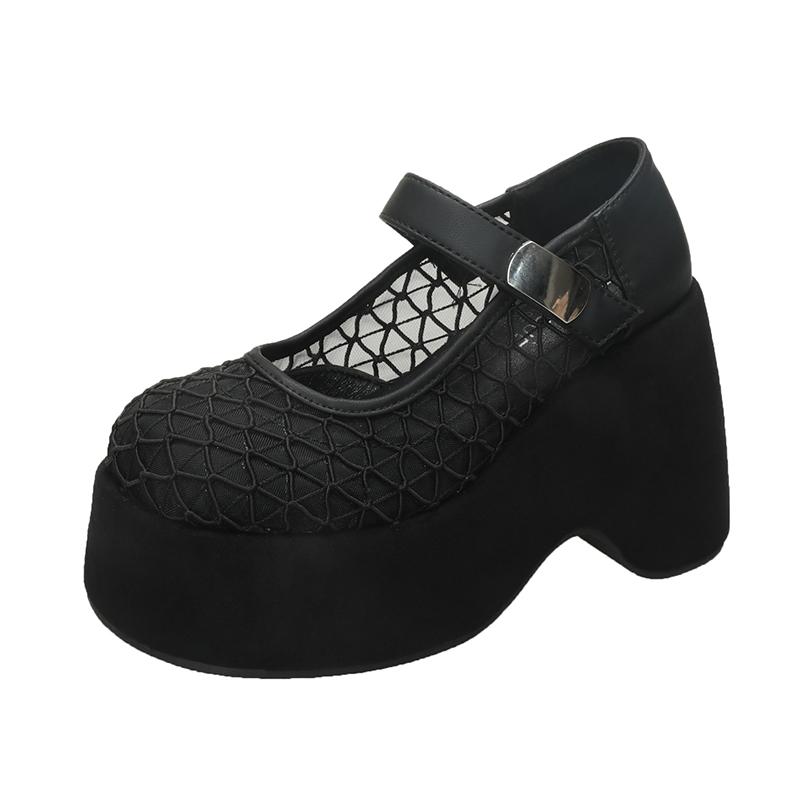 Fashion Hollow Breathable Chunky Heels Slippers Platform Wedges Sandals Summer Block High Heels for Women Shoes Loafers Sandalias
