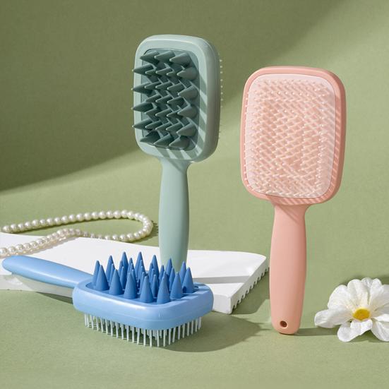 Tosidet Shampoofejebørste med Langt Håndtag Fint Brede Tænder Hovedbundsmassage til Mænd Kvinder 2-i-1 Hårudfiltring Skrubbebørste