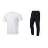 Li Ning Solid Color Comfortable Soft Round Neck Short Sleeve Top And Mid Waist Quick Dry Long Pants Casual Sports Suit Unisex Suit ATSU817-2+AYKU835-1