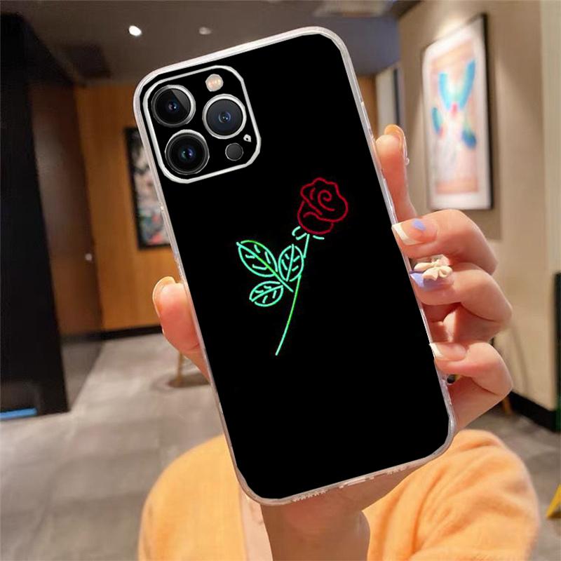 Phone Case For Iphone 17 Pro Max Air 16 15 14 13 Pro Max 15 16 Pro 15Plus Rose In the Dark