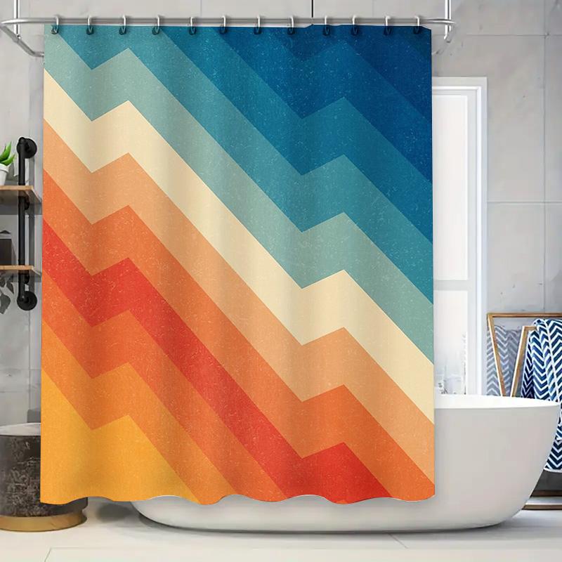 

Bathroom Shower Curtain Waterproof Vintage Farmhouse Coastal Blue Green Abstract Art Decor Home Textile For W60H190(CM)-1 Pcs
