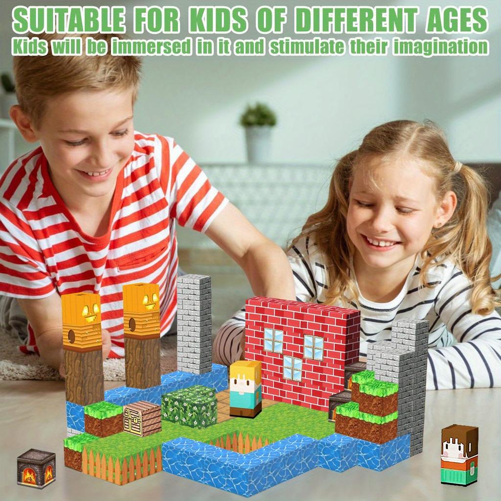 Upgrades Magnetic Building World Blocks Toy Build World Set for Boys Girls STEM Montessori Sensory Cubes for Toddlers