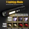 Powerful LED COB Flashlight 7 Modes Rechargeable Zoom Torch with Magnet Built In 18650 Battery Outdoor Camping Emergency Lantern