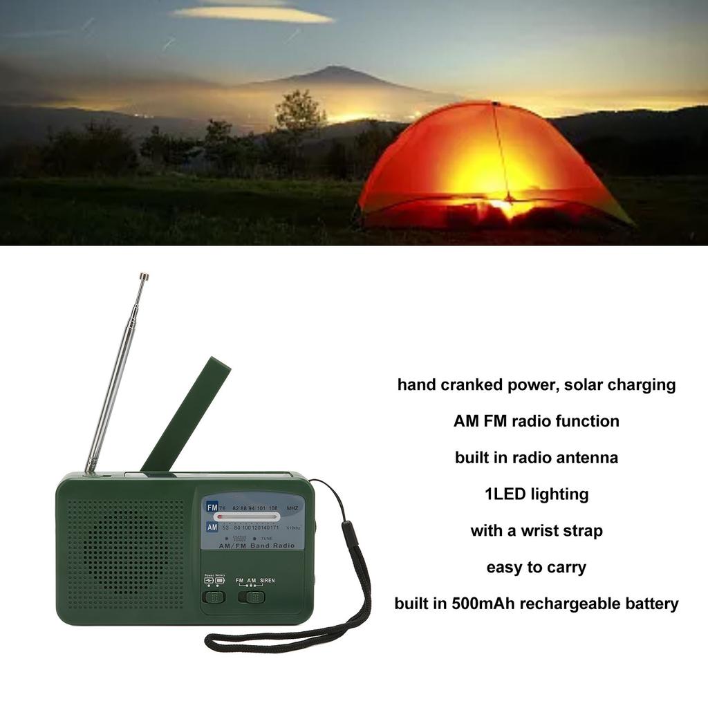 Solar Hand Crank Radio Multifunction Portable Rechargeable Emergency Radio with LED Flashlight for Camping Outdoor