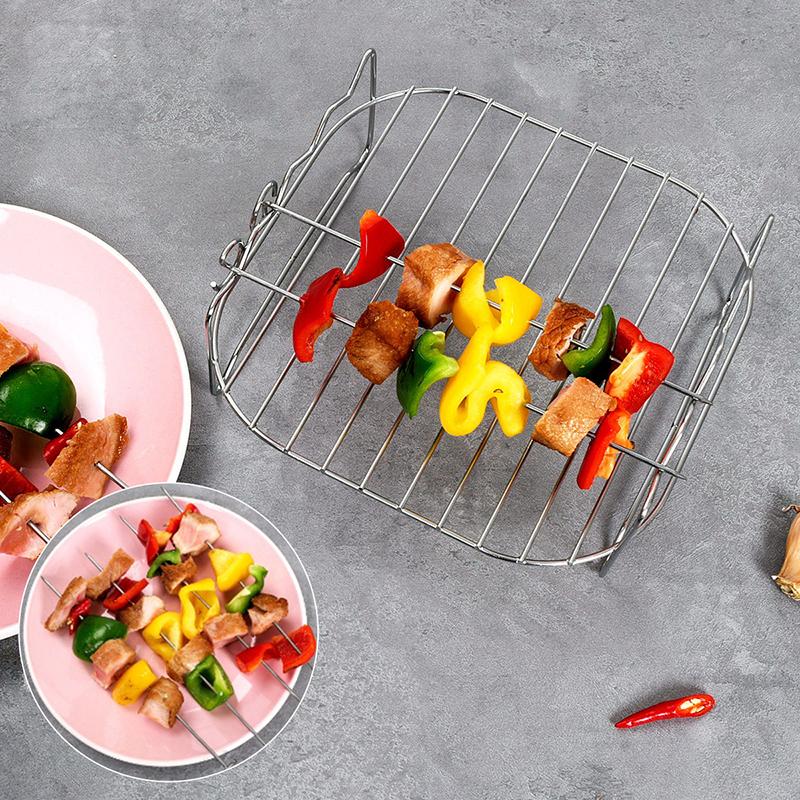 Stojan do horkovzdušné fritézy Stojany do horkovzdušné fritézy Grilovací rošt se 4 jehlami Nerezový gril Vertikální špíz Rámeček na kebab do trouby Držák na kebab