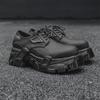 New Derby Shoes Men'S High-End Trend Black Platform Heightened Fried Street Dad Leather Shoes 1-J