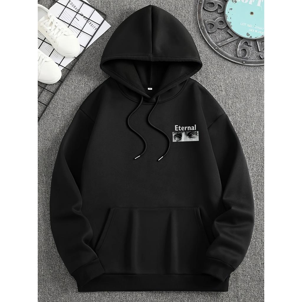 Autumn/Winter Fleece Men's Casual Letter Print Fleece-Lined Hoodie for Men Women Sports Fitness Pullover Hoodie Gym UmseixTop