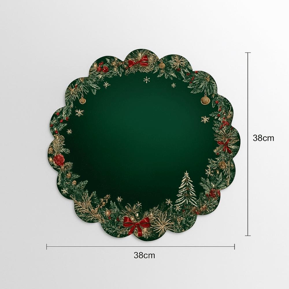 2Pcs New Round Christmas Placemats Polyester Non-Slip Christmas Table Mats Xmas Placemat Wedding Party Decor
