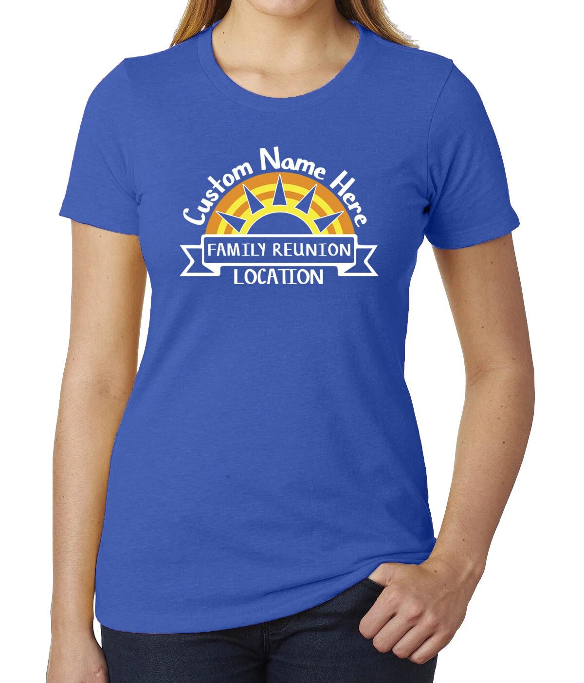 Sun set with Custom name and date- Family Reunion Woman s T-Shirts S