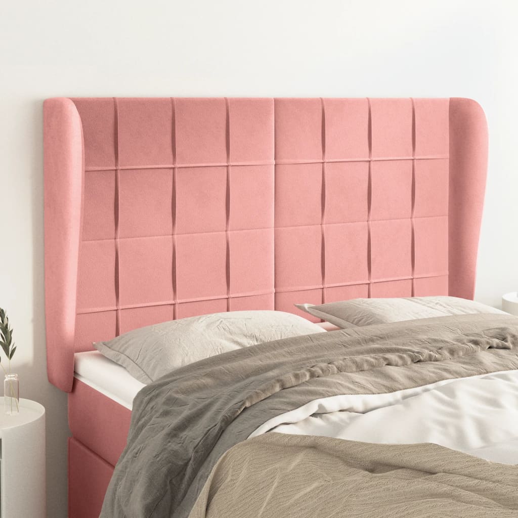 Headboard with Ears Pink 147 X 23 X 118 128 Cm Velvet
