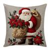Christmas Embroidered Pillow Covers Set of 4 Santa Deer Snowman Cushion Cases Winter Holiday Sofa Decor (No Insert)