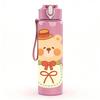 1PC Teddy Bear Gift Box Cute Pattern 750ml Color Plastic Sports Water Bottle Leakproof Flip Straw Lid Suitable for Sports Office Home Use