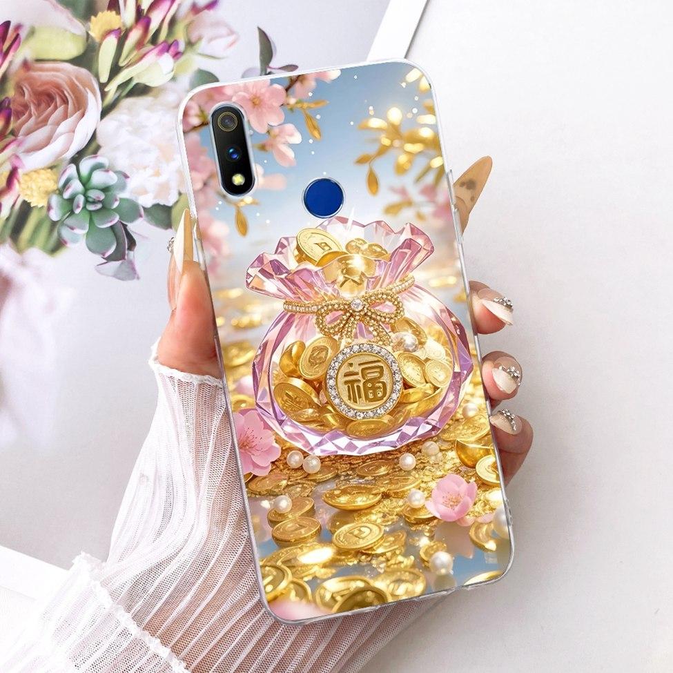 Transparent For Realme 3 Pro Case RMX1851 Cute Cat Fashion Butterfly Funny Painted Casing For Real Me 3 Pro Cover